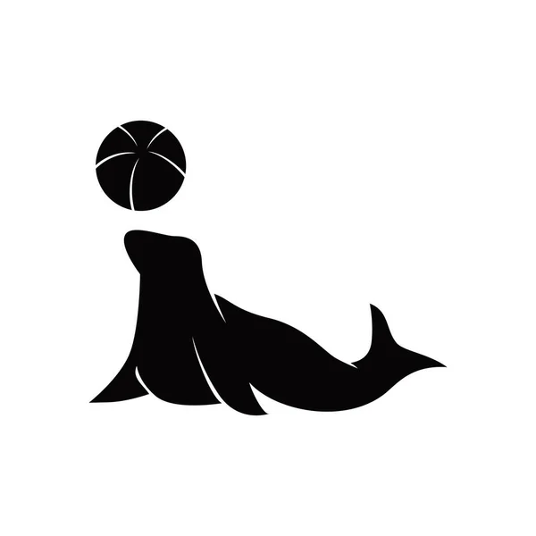 Siluet Logo Tasarım Şablonunu Mühürle Deniz Aygırı Simgesi Sembolü — Stok Vektör