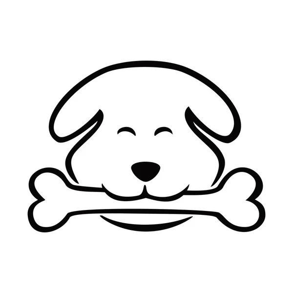 Pes Jíst Kosti Silueta Design Roztomilý Pet Logo Šablona Znak — Stockový vektor