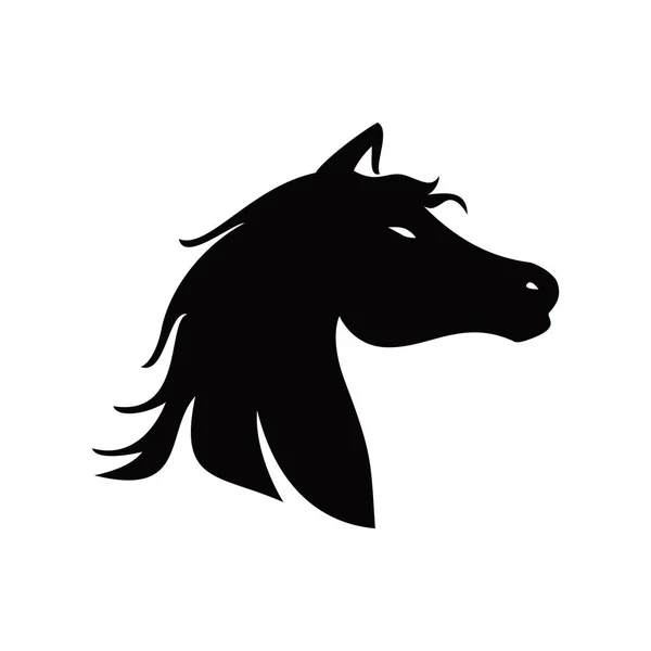 Horse Head Silhouette Design Fast Wild Animal Logo Template Sign — Stock Vector