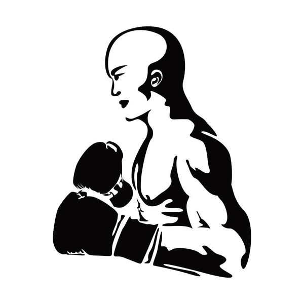 Boxersilhouetten Design Sportler Mit Handschuh Ikone Schild Und Symbol — Stockvektor
