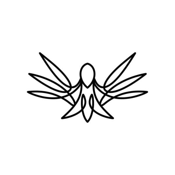 Linha Pássaro Logotipo Modelo Design Ícone Mosca Pássaro Sinal Símbolo —  Vetores de Stock