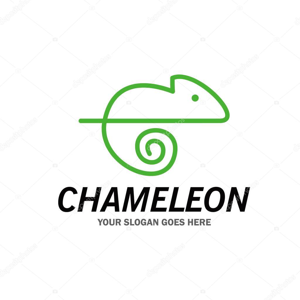 Simple line chameleon logo design template. exotic reptile icon sign and symbol.
