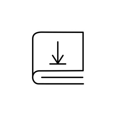 E- kitap indirme simgesi tasarımı. çevrimiçi öğrenme işareti ve sembolü. dijital eğitim.