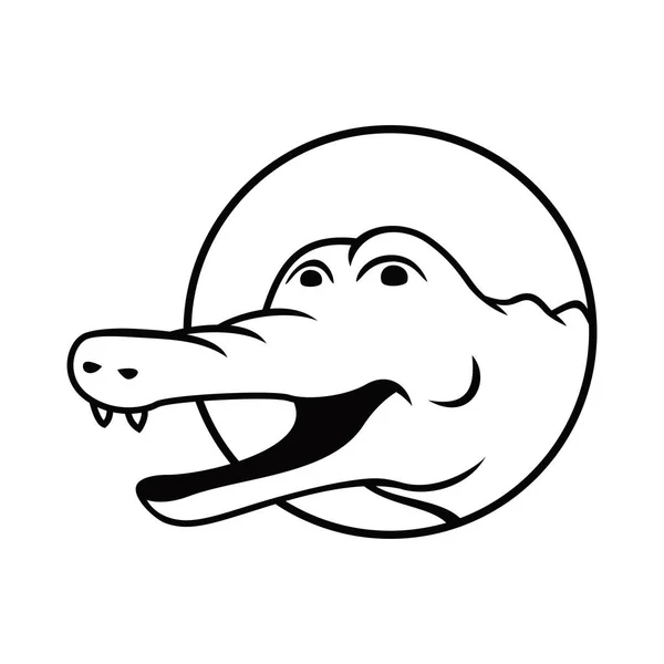 Modèle Logo Crocodile Mignon Signe Symbole Tête Alligator Noir Blanc — Image vectorielle