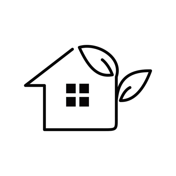 Linie Eco House Icon Design Grünes Grundstücksschild Und Symbol Natürliche — Stockvektor