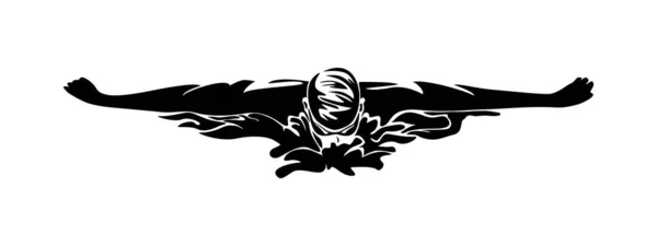 Projekt Sylwetki Pływaka Znak Symbol Sportów Wodnych Zawodowy Lekkoatleta Wektor — Wektor stockowy