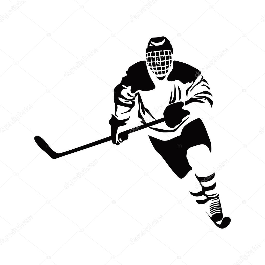 Hockey player silhouette design. athlete sign and symbol.