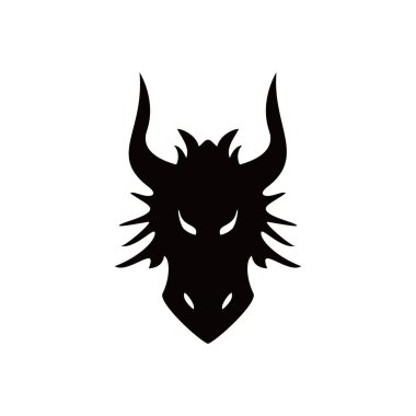 dragon head silhouette design. mythology creature sign and symbol.