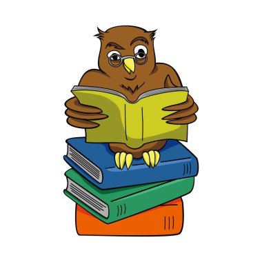 wise owl cartoon design. animal character for education. vector illustration.