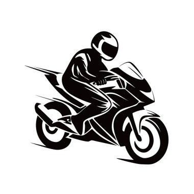 motorcycle silhouette design. fast biker sign and symbol. sport motorbike illustration.