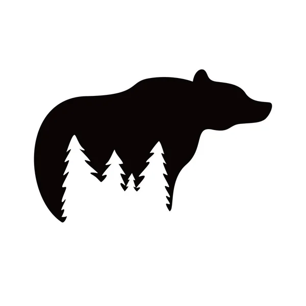 Orso Design Logo Silhouette Simbolo Segno Animale Selvatico — Vettoriale Stock