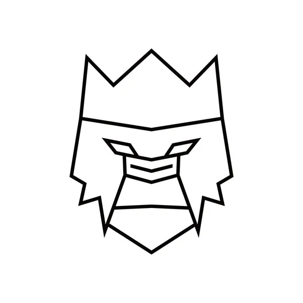 Line King Kong Baş Siluet Logo Tasarım Şablonu Vahşi Güçlü — Stok Vektör