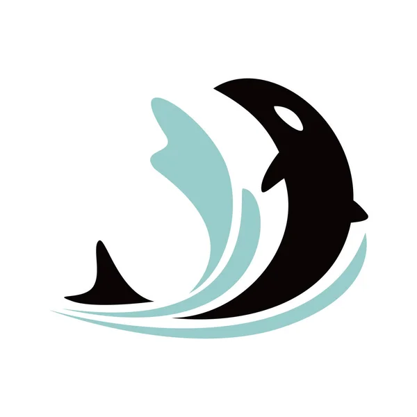 Дизайн Силуету Орки Вектор Логотипу Хижака Риби Ілюстрація Водних Тварин — стоковий вектор