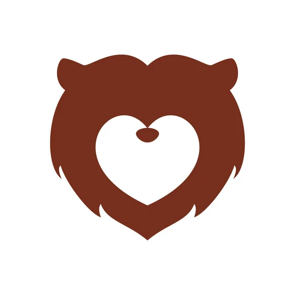 Projekt Logo Niedźwiedzia Miłości Znak Symbol Dzikiego Zwierzęcia — Wektor stockowy