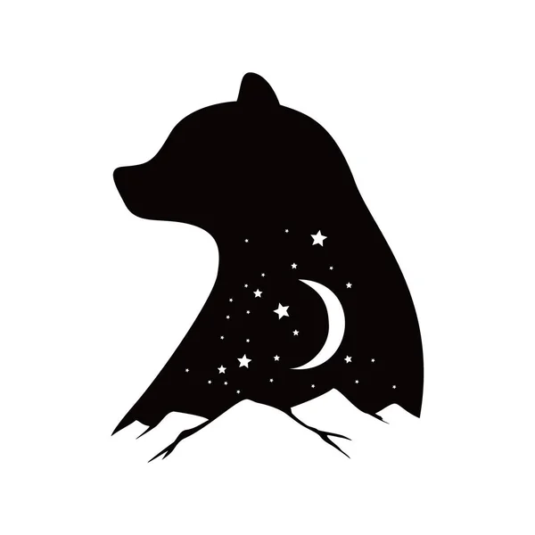 Bear Silhouette Logo Design Wild Animal Sign Symbol — Image vectorielle