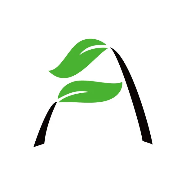 Una Plantilla Diseño Del Logotipo Hoja Del Alfabeto Tipografía Natural — Archivo Imágenes Vectoriales