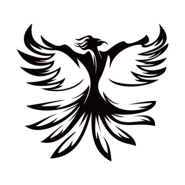 Phoenix Siluet logo tasarımı. Mitolojide ateş kuşu.