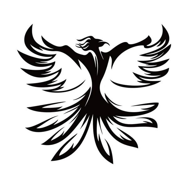 フェニックスシルエットロゴデザイン 神話の火鳥 — ストックベクタ