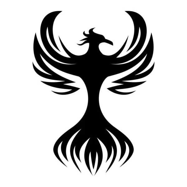 Phoenix Silhueta Logotipo Design Pássaro Fogo Mitologia — Vetor de Stock