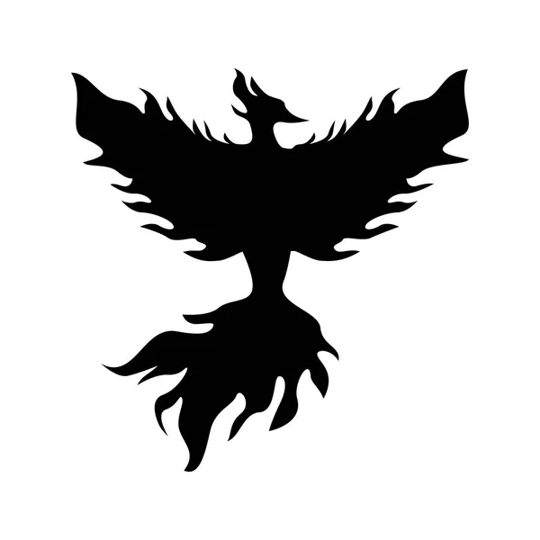 Phoenix Silhueta Logotipo Design Pássaro Fogo Mitologia — Vetor de Stock