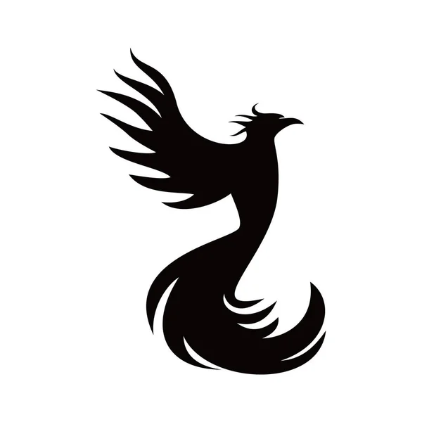 Phoenix Siluet Logo Tasarımı Mitolojide Ateş Kuşu — Stok Vektör