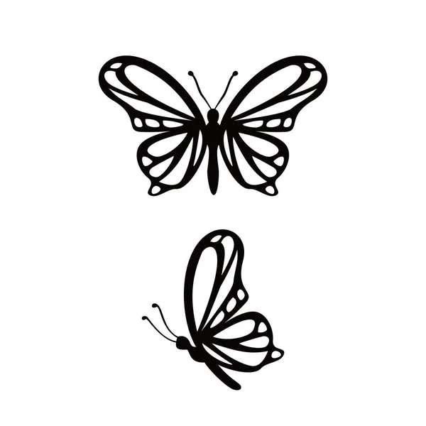 Fjäril Silhuett Design Vektor Illustration Insektstecken Och Symbol För Bröllopsdekoration — Stock vektor