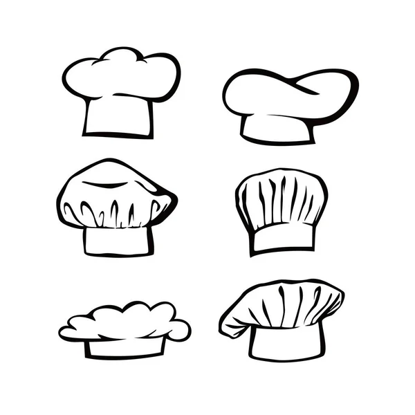 Set Chef Hat Vector Illustration Professional Cap Sign Symbol — Image vectorielle