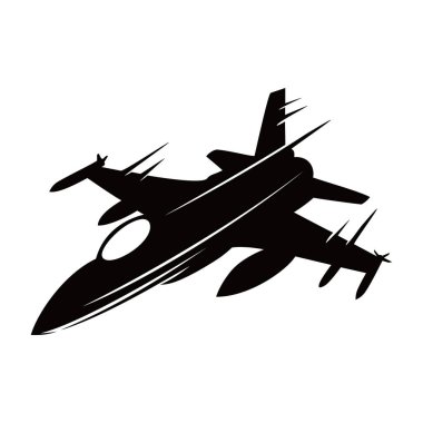 Jet uçağı siluet tasarımı. Hızlı uçak işareti ve sembolü.