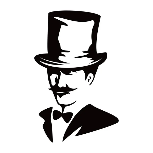 Design Modelo Logotipo Cavalheiro Homem Com Ícone Chapéu Sinal Símbolo —  Vetores de Stock
