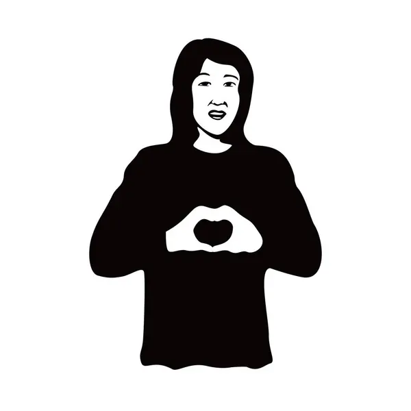 Femme Faire Geste Amour Avec Main Signe Symbole Romantique — Image vectorielle