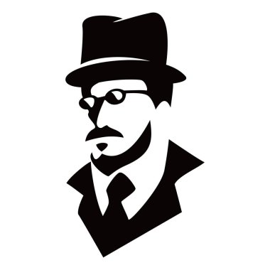 Beyefendi logo şablonu tasarımı. Şapka simgesi, işareti ve sembolü olan adam.