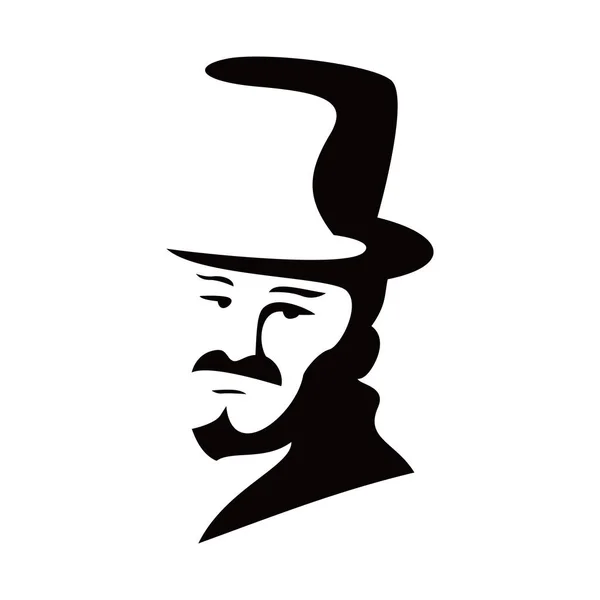 Beyefendi Logo Şablonu Tasarımı Şapka Simgesi Işareti Sembolü Olan Adam — Stok Vektör