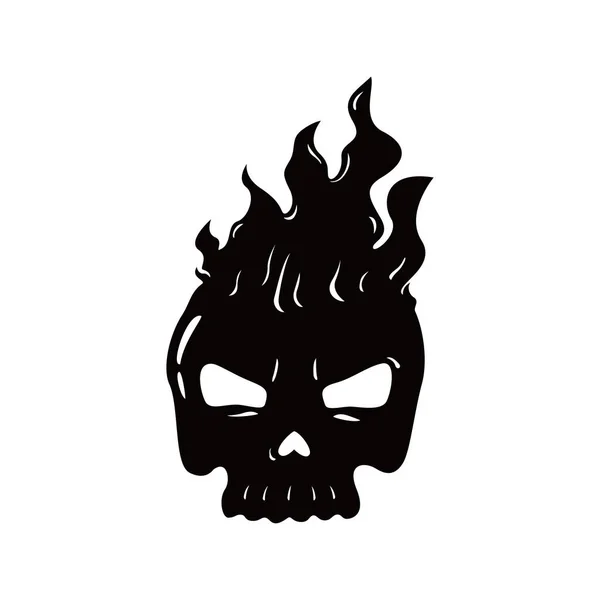 Diseño Silueta Cráneo Ardiente Icono Muerte Signo Símbolo — Vector de stock