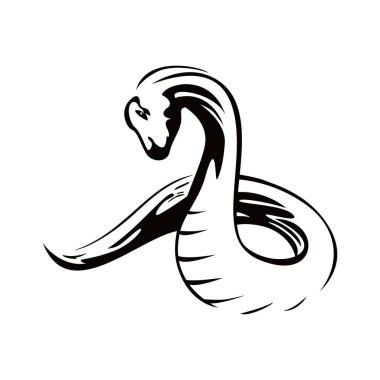 Yılan silueti tasarımı. Sürüngen hayvan işareti ve sembolü.