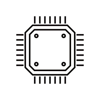 Merkezi işlem birimi simgesi tasarımı. Mikroçip işareti ve sembol. bilgisayar ögesi vektör illüstrasyonu.