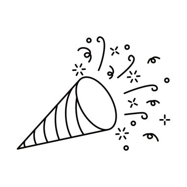 Popper konfeti ikonu tasarımı. parti elemanı işareti ve sembolü. festival dekorasyonu.