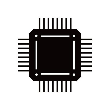 Merkezi işlem birimi simgesi tasarımı. Mikroçip işareti ve sembol. bilgisayar ögesi vektör illüstrasyonu.