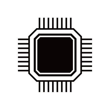 Merkezi işlem birimi simgesi tasarımı. Mikroçip işareti ve sembol. bilgisayar ögesi vektör illüstrasyonu.