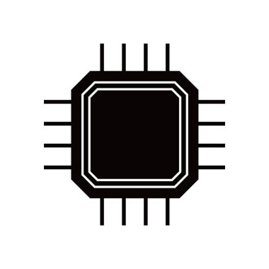 Merkezi işlem birimi simgesi tasarımı. Mikroçip işareti ve sembol. bilgisayar ögesi vektör illüstrasyonu.