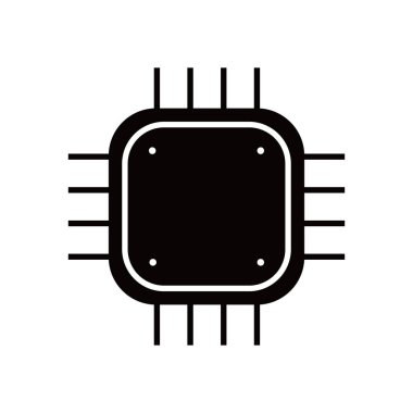 Merkezi işlem birimi simgesi tasarımı. Mikroçip işareti ve sembol. bilgisayar ögesi vektör illüstrasyonu.