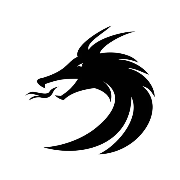 Dragon Head Silhouette Design Mythology Creature Sign Symbol — Stockvektor