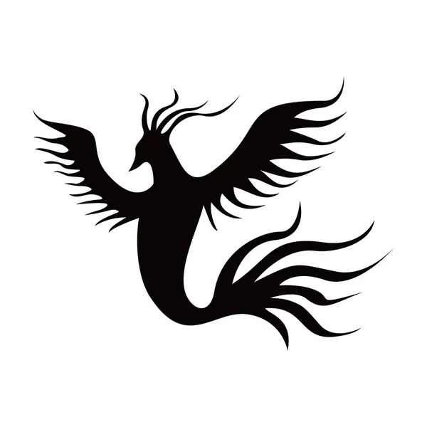 Diseño Del Logotipo Silueta Phoenix Fuego Pájaro Mitología — Archivo Imágenes Vectoriales