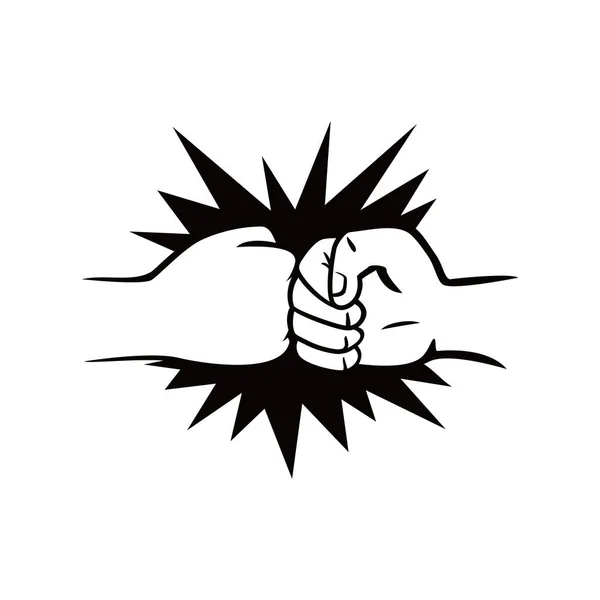 Beule Geste Silhouette Design Zwei Hände Treffen Zeichen Und Symbol — Stockvektor