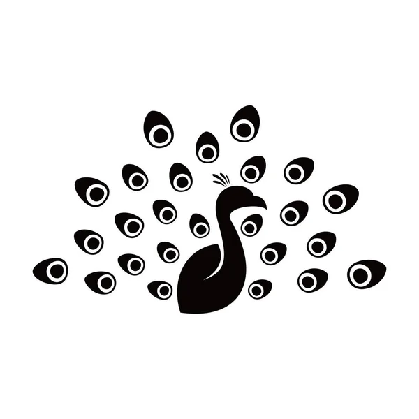 Peacock Silhouette Logo Design Exotic Bird Icon Sign Symbol — Stock Vector