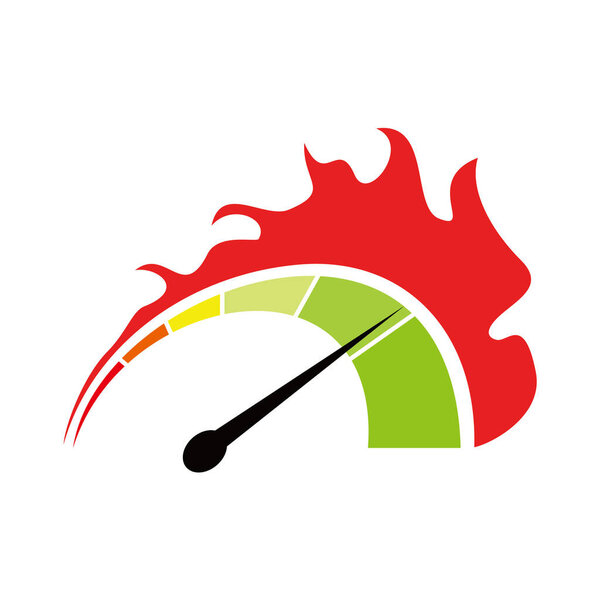 Color speedometer icon. colorful Speed meter, Heating, temperature scale vector illustration