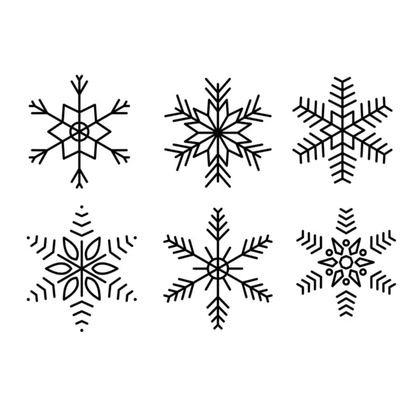 Набор Иконок Снежинки Зимнее Украшение Знак Символ — стоковый вектор