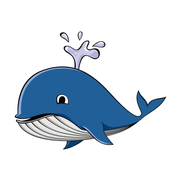 Синій Кит Мультфільм Велика Ілюстрація Дизайну Тварин Значок Підводної Риби — стоковий вектор