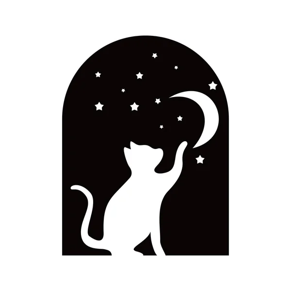 Логотип Кота Ночи Искушает Идеально Подходит Производства Кормов Животных Знак — стоковый вектор