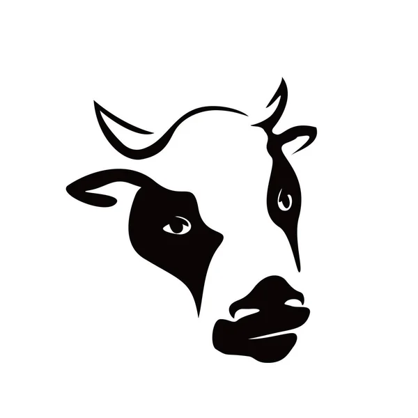 Tête Vache Lait Design Silhouette Signe Symbole Animal Ferme — Image vectorielle