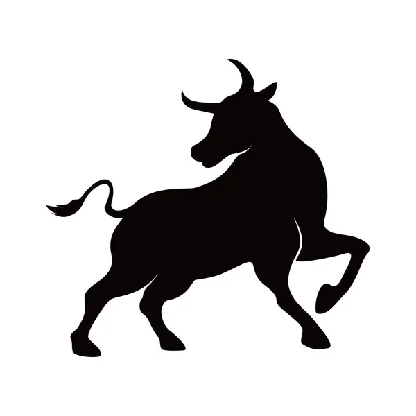 Projekt Czarnej Sylwetki Byka Znak Symbol Dzikiego Bawoła — Wektor stockowy